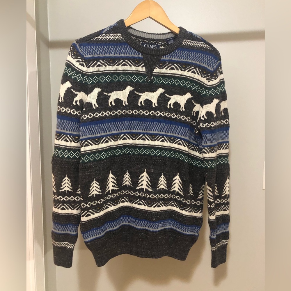Sweater - Chaps size small. In excellent used condition.  dog and tree pattern.